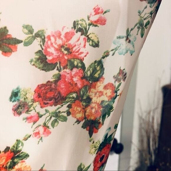 Love Tree Happens White Apricot and Pink Sheer Floral Dress. - Picture 7 of 7